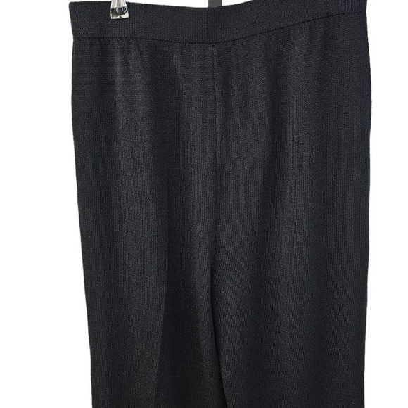 St. John Basics Santana Knit Pleated Straight High Rise Crop Pants Black Size 12 - Picture 3 of 12